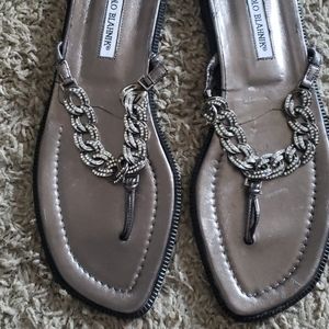 Manolo Blahnik Swarovski crystal thong sandals